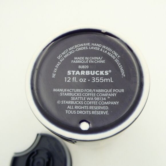 Starbucks Ceramic Travel Tumbler Mug Purple Gold Siren Mermaid 12 oz Swivel Lid - Picture 8 of 9